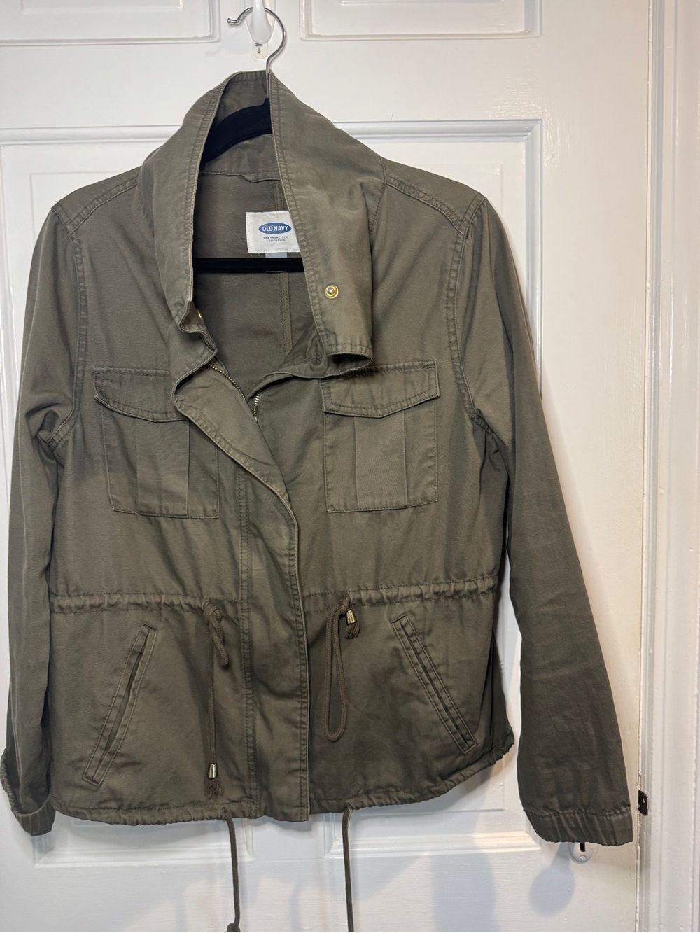 Women's Olive Utility Jacket with Front Pockets